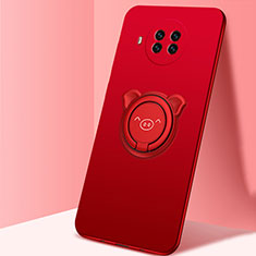 Custodia Silicone Ultra Sottile Morbida Cover con Magnetico Anello Supporto T03 per Xiaomi Mi 10i 5G Rosso