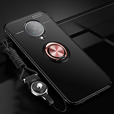 Custodia Silicone Ultra Sottile Morbida Cover con Magnetico Anello Supporto T03 per Xiaomi Poco F2 Pro Oro e Nero