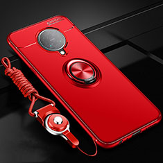Custodia Silicone Ultra Sottile Morbida Cover con Magnetico Anello Supporto T03 per Xiaomi Poco F2 Pro Rosso