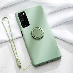 Custodia Silicone Ultra Sottile Morbida Cover con Magnetico Anello Supporto T04 per Huawei Honor View 30 Pro 5G Ciano