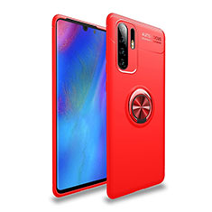 Custodia Silicone Ultra Sottile Morbida Cover con Magnetico Anello Supporto T04 per Huawei P30 Pro Rosso