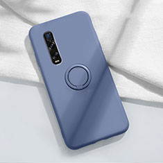 Custodia Silicone Ultra Sottile Morbida Cover con Magnetico Anello Supporto T04 per Oppo Find X2 Pro Grigio