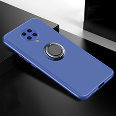 Custodia Silicone Ultra Sottile Morbida Cover con Magnetico Anello Supporto T04 per Xiaomi Poco F2 Pro Blu
