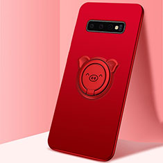 Custodia Silicone Ultra Sottile Morbida Cover con Magnetico Anello Supporto T06 per Samsung Galaxy S10 5G Rosso