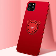 Custodia Silicone Ultra Sottile Morbida Cover con Magnetico Anello Supporto T07 per Apple iPhone 11 Pro Max Rosso