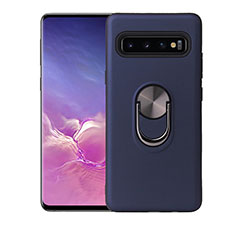 Custodia Silicone Ultra Sottile Morbida Cover con Magnetico Anello Supporto T07 per Samsung Galaxy S10 5G Blu