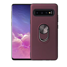 Custodia Silicone Ultra Sottile Morbida Cover con Magnetico Anello Supporto T07 per Samsung Galaxy S10 5G Rosso Rosa