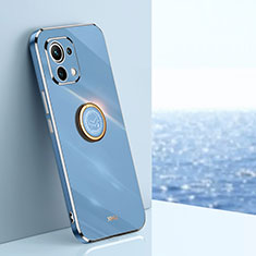 Custodia Silicone Ultra Sottile Morbida Cover con Magnetico Anello Supporto T07 per Xiaomi Mi 11 Lite 5G NE Blu