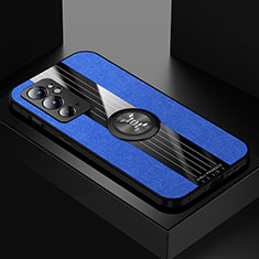 Custodia Silicone Ultra Sottile Morbida Cover con Magnetico Anello Supporto X01L per OnePlus 9RT 5G Blu