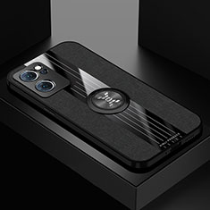 Custodia Silicone Ultra Sottile Morbida Cover con Magnetico Anello Supporto X01L per OnePlus Nord CE 2 5G Nero