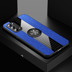 Custodia Silicone Ultra Sottile Morbida Cover con Magnetico Anello Supporto X01L per OnePlus Nord N200 5G Blu