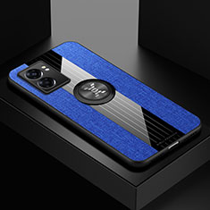 Custodia Silicone Ultra Sottile Morbida Cover con Magnetico Anello Supporto X01L per OnePlus Nord N300 5G Blu
