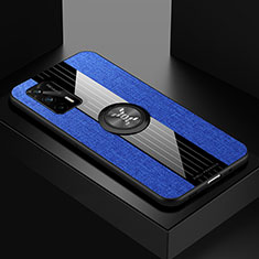 Custodia Silicone Ultra Sottile Morbida Cover con Magnetico Anello Supporto X01L per Realme GT 5G Blu