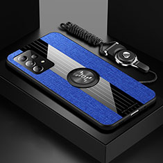 Custodia Silicone Ultra Sottile Morbida Cover con Magnetico Anello Supporto X01L per Samsung Galaxy A13 4G Blu