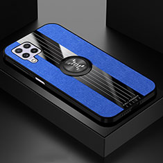 Custodia Silicone Ultra Sottile Morbida Cover con Magnetico Anello Supporto X01L per Samsung Galaxy A22 4G Blu