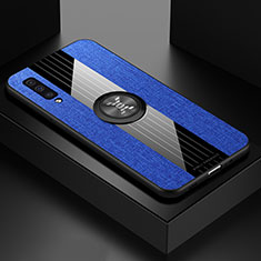 Custodia Silicone Ultra Sottile Morbida Cover con Magnetico Anello Supporto X01L per Samsung Galaxy A30S Blu