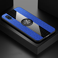 Custodia Silicone Ultra Sottile Morbida Cover con Magnetico Anello Supporto X01L per Samsung Galaxy M02 Blu