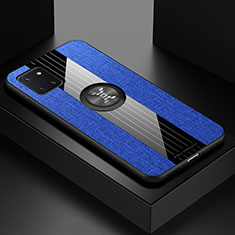 Custodia Silicone Ultra Sottile Morbida Cover con Magnetico Anello Supporto X01L per Samsung Galaxy Note 10 Lite Blu