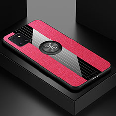 Custodia Silicone Ultra Sottile Morbida Cover con Magnetico Anello Supporto X01L per Samsung Galaxy Note 10 Lite Rosso