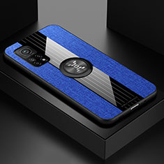 Custodia Silicone Ultra Sottile Morbida Cover con Magnetico Anello Supporto X01L per Xiaomi Mi 10T 5G Blu