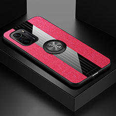 Custodia Silicone Ultra Sottile Morbida Cover con Magnetico Anello Supporto X01L per Xiaomi Mi 11X Pro 5G Rosso