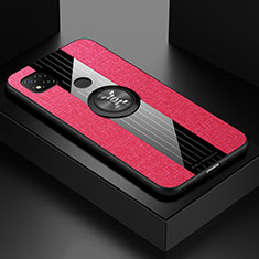 Custodia Silicone Ultra Sottile Morbida Cover con Magnetico Anello Supporto X01L per Xiaomi POCO C3 Rosso
