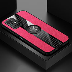Custodia Silicone Ultra Sottile Morbida Cover con Magnetico Anello Supporto X01L per Xiaomi Redmi 10 4G Rosso