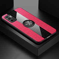Custodia Silicone Ultra Sottile Morbida Cover con Magnetico Anello Supporto X01L per Xiaomi Redmi Note 10 5G Rosso