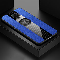 Custodia Silicone Ultra Sottile Morbida Cover con Magnetico Anello Supporto X01L per Xiaomi Redmi Note 9 Pro Blu