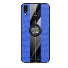 Custodia Silicone Ultra Sottile Morbida Cover con Magnetico Anello Supporto X02L per Samsung Galaxy A10s Blu