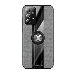 Custodia Silicone Ultra Sottile Morbida Cover con Magnetico Anello Supporto X02L per Samsung Galaxy A52 5G Grigio
