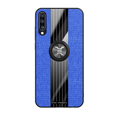 Custodia Silicone Ultra Sottile Morbida Cover con Magnetico Anello Supporto X02L per Samsung Galaxy A70 Blu