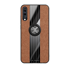 Custodia Silicone Ultra Sottile Morbida Cover con Magnetico Anello Supporto X02L per Samsung Galaxy A70S Marrone