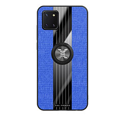 Custodia Silicone Ultra Sottile Morbida Cover con Magnetico Anello Supporto X02L per Samsung Galaxy M60s Blu