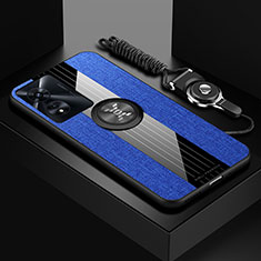 Custodia Silicone Ultra Sottile Morbida Cover con Magnetico Anello Supporto X03L per Oppo A1x 5G Blu