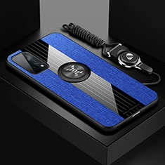 Custodia Silicone Ultra Sottile Morbida Cover con Magnetico Anello Supporto X03L per Oppo A54 5G Blu
