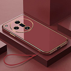 Custodia Silicone Ultra Sottile Morbida Cover con Magnetico Anello Supporto X03L per Oppo Find X7 5G Rosso