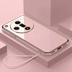 Custodia Silicone Ultra Sottile Morbida Cover con Magnetico Anello Supporto X03L per Oppo Find X7 Ultra 5G Rosa