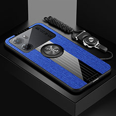 Custodia Silicone Ultra Sottile Morbida Cover con Magnetico Anello Supporto X03L per Oppo K10 5G Blu