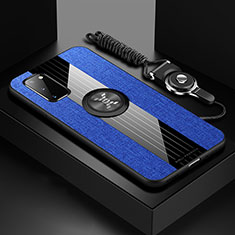 Custodia Silicone Ultra Sottile Morbida Cover con Magnetico Anello Supporto X03L per Samsung Galaxy S20 Blu
