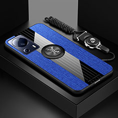 Custodia Silicone Ultra Sottile Morbida Cover con Magnetico Anello Supporto X03L per Xiaomi Mi 12 Lite NE 5G Blu
