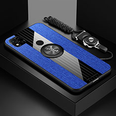Custodia Silicone Ultra Sottile Morbida Cover con Magnetico Anello Supporto X03L per Xiaomi POCO C3 Blu