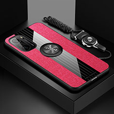 Custodia Silicone Ultra Sottile Morbida Cover con Magnetico Anello Supporto X03L per Xiaomi Poco F3 5G Rosso