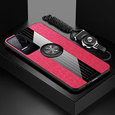 Custodia Silicone Ultra Sottile Morbida Cover con Magnetico Anello Supporto X03L per Xiaomi Poco F4 5G Rosso
