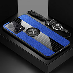 Custodia Silicone Ultra Sottile Morbida Cover con Magnetico Anello Supporto X03L per Xiaomi Redmi Note 12 5G Blu
