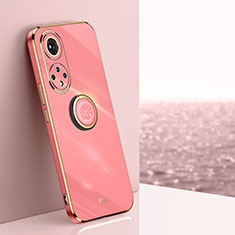 Custodia Silicone Ultra Sottile Morbida Cover con Magnetico Anello Supporto XL1 per Huawei Honor 50 5G Rosa Caldo