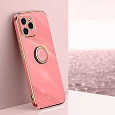 Custodia Silicone Ultra Sottile Morbida Cover con Magnetico Anello Supporto XL1 per Huawei Honor 60 SE 5G Rosa Caldo