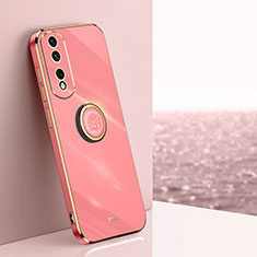 Custodia Silicone Ultra Sottile Morbida Cover con Magnetico Anello Supporto XL1 per Huawei Honor 80 Pro Flat 5G Rosa Caldo