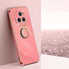 Custodia Silicone Ultra Sottile Morbida Cover con Magnetico Anello Supporto XL1 per Huawei Honor Magic5 Ultimate 5G Rosa Caldo