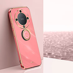 Custodia Silicone Ultra Sottile Morbida Cover con Magnetico Anello Supporto XL1 per Huawei Honor X9a 5G Rosa Caldo